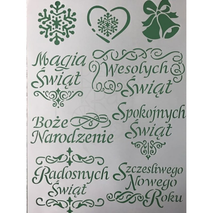 Szablon maska A4 Boże Narodzenie Napisy świąteczne po polsku KSG384 Stamperia