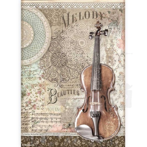 Papier ryżowy A4 Passion Skrzypce DFSA4538 Stamperia