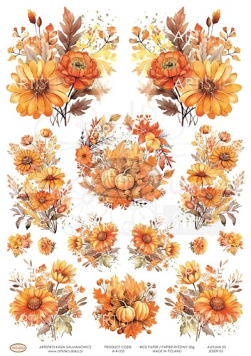 Papier ryżowy do decoupage A4 Jesień 03 A-R-035 Artistiko