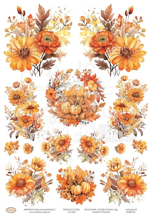 Papier ryżowy do decoupage A4 Jesień 03 A-R-035 Artistiko