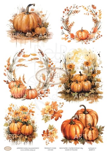 Papier ryżowy do decoupage A4 Jesień 01 A-R-033 Artistiko