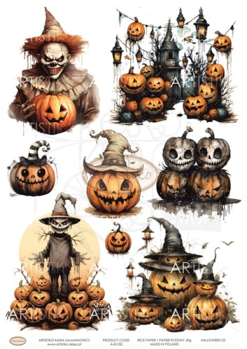 Papier ryżowy do decoupage A4 Halloween 02 A-R-032 Artistiko