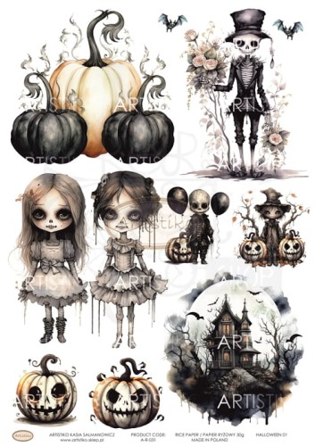 Papier ryżowy do decoupage A4 Halloween 01 A-R-031 Artistiko