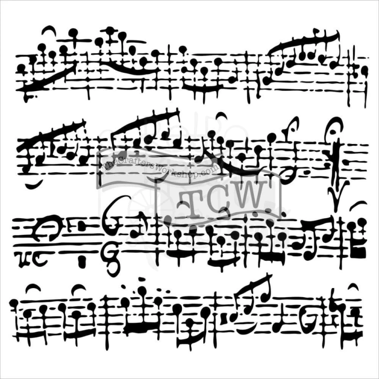 Szablon maska 12x12 Sheet Music nuty Crafter's Workshop