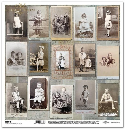 Papier do scrapbookingu 30x30 Ulotne Chwile - stare zdjęcia dzieci portrety rodzinne SL1045 ITD Collection