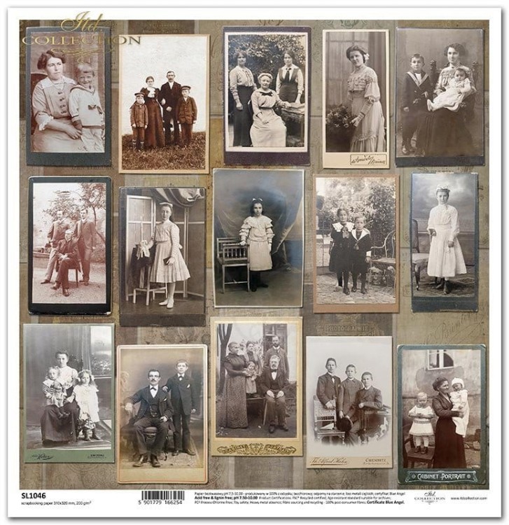 Papier do scrapbookingu 30x30 Ulotne Chwile - stare zdjęcia dzieci portrety rodzinne SL1046 ITD Collection