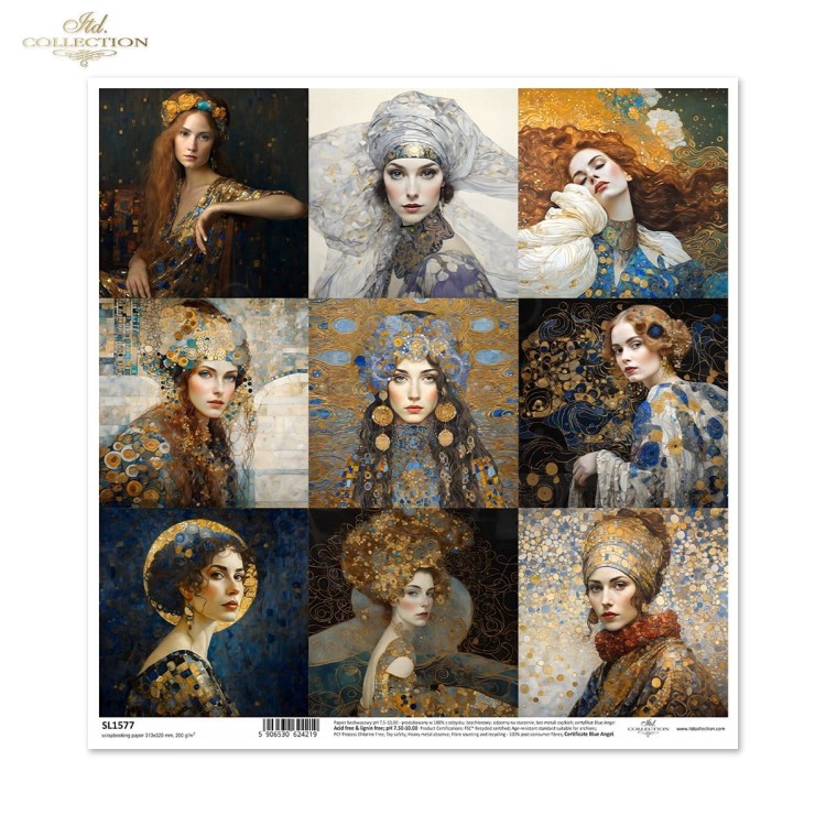 Papier do scrapbookingu 30x30 Inspired by Klimt kobiety SL1577 ITD Collection