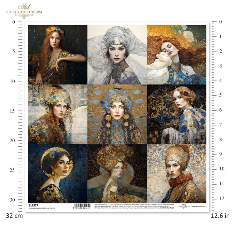 Papier do scrapbookingu 30x30 Inspired by Klimt kobiety SL1577 ITD Collection