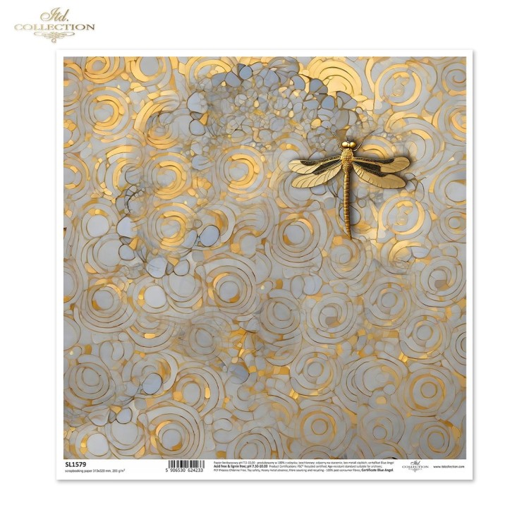 Papier do scrapbookingu 30x30 Inspired by Klimt ważki motyle SL1579 ITD Collection