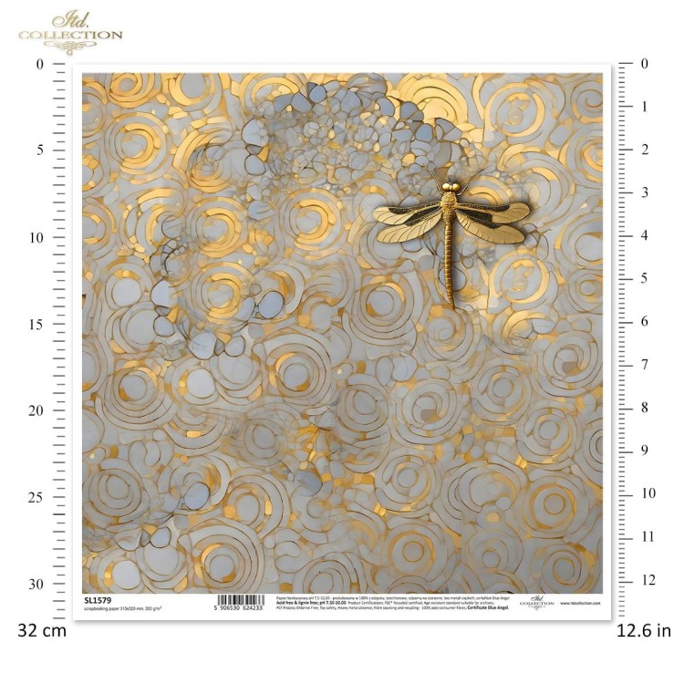 Papier do scrapbookingu 30x30 Inspired by Klimt ważki motyle SL1579 ITD Collection