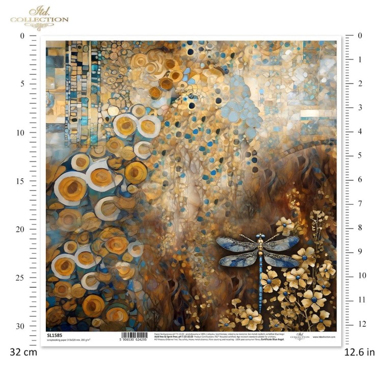 Papier do scrapbookingu 30x30 Inspired by Klimt ważki motyle SL1585 ITD Collection