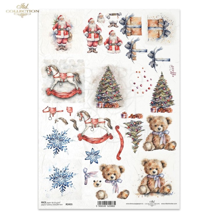 Papier ryżowy do decoupage A4 Boże Narodzenie Święty Mikołaj R2455 ITD Collection