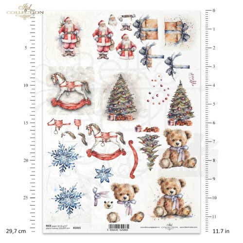 Papier ryżowy do decoupage A4 Boże Narodzenie Święty Mikołaj R2455 ITD Collection