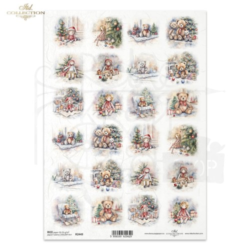 Papier ryżowy do decoupage A4 Laleczki misie R2449 ITD Collection