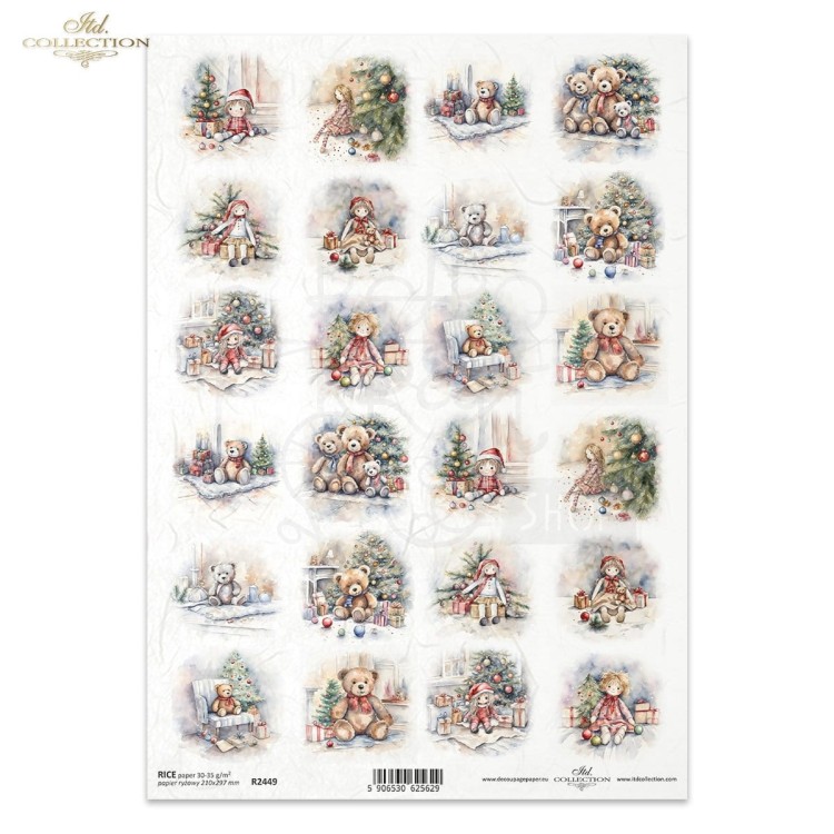 Papier ryżowy do decoupage A4 Laleczki misie R2449 ITD Collection