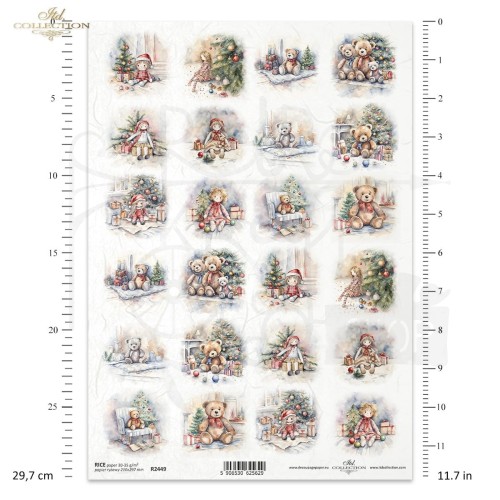 Papier ryżowy do decoupage A4 Laleczki misie R2449 ITD Collection