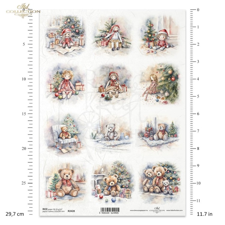 Papier ryżowy do decoupage A4 Laleczki misie R2428 ITD Collection