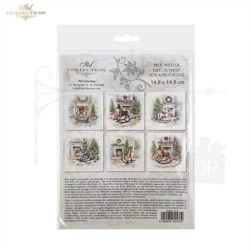 Zestaw papierów ryżowych do decoupage 14.8x14.8 Koniki na biegunach RSM133 ITD Collection