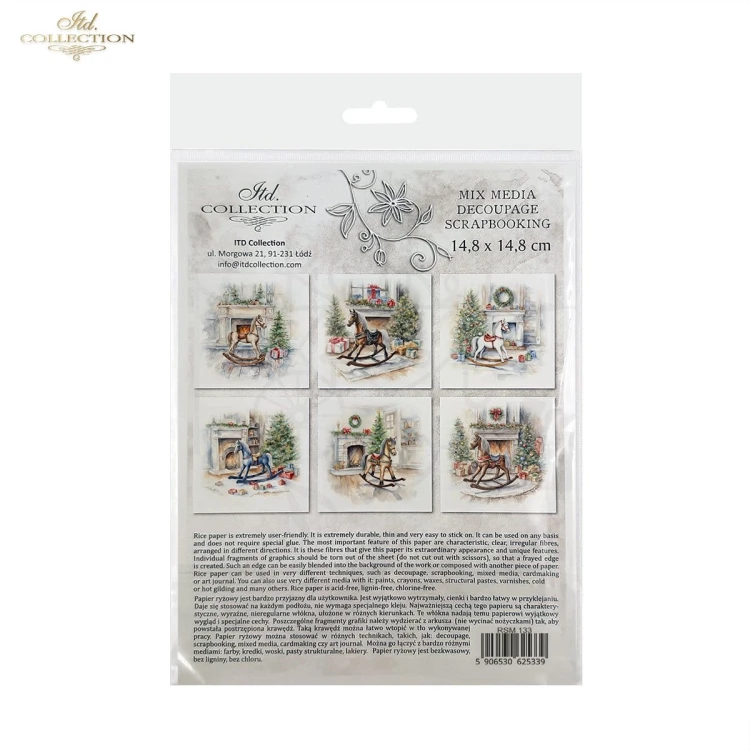 Zestaw papierów ryżowych do decoupage 14.8x14.8 Koniki na biegunach RSM133 ITD Collection