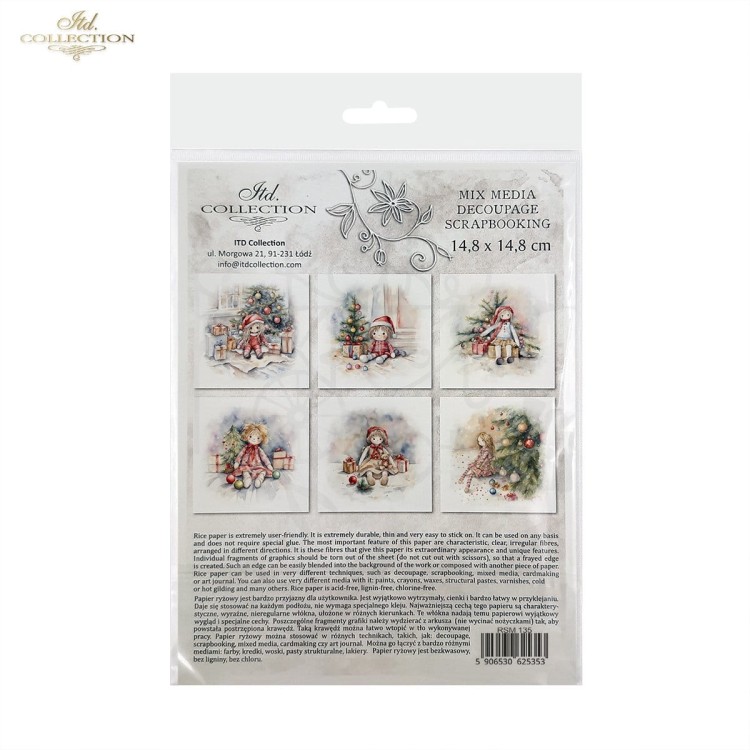 Zestaw papierów ryżowych do decoupage 14.8x14.8 Laleczki RSM135 ITD Collection