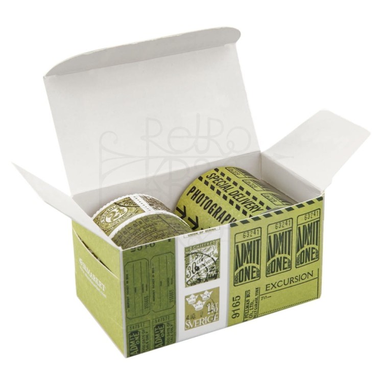 Ozdoby papierowe na rolce Vintage Bits Ticket Essentials Sage 3 rolki VB-37438 49 And Market