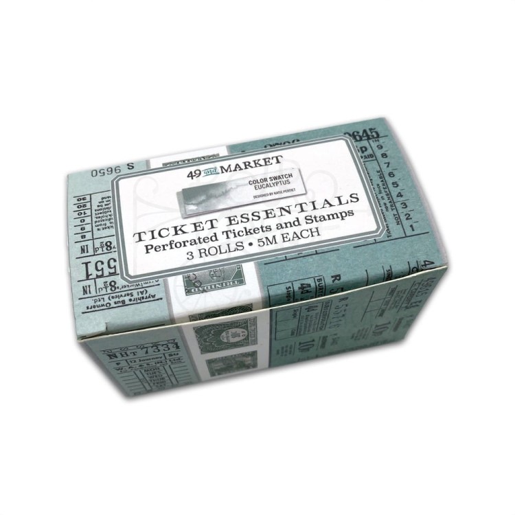 Ozdoby papierowe na rolce Ticket Essentials Color Swatch Eucalyptus 3 rolki CSE-39890 49 And Market