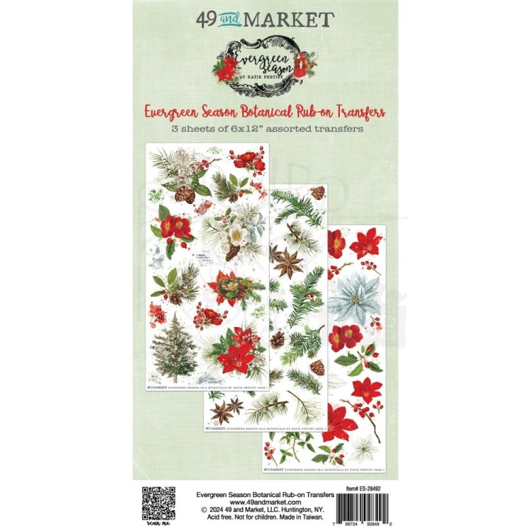 Rub-On transfer 15x30cm Evergreen Season Botanical 3 arkusze ES-28492 49 And Market