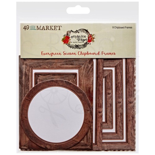 Ozdoby tekturowe ramki Evergreen Season Chipboard Frames 9szt ES-28560 49 And Market