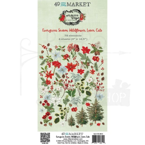 Ozdoby papierowe Die-cuts Evergreen Season Wildflower 78szt ES-28515 49 And Market