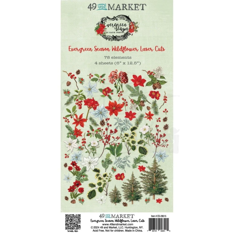 Ozdoby papierowe Die-cuts Evergreen Season Wildflower 78szt ES-28515 49 And Market
