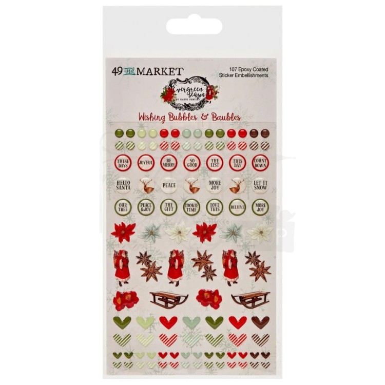 Naklejki epoksydowe Evergreen Season Wishing Bubbles and Baubles 107szt ES-28584 49 And Market