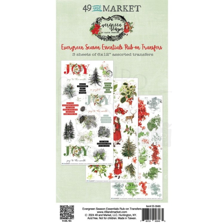Rub-On transfer 15x30cm Evergreen Season Essentials 3 arkusze ES-28485 49 And Market