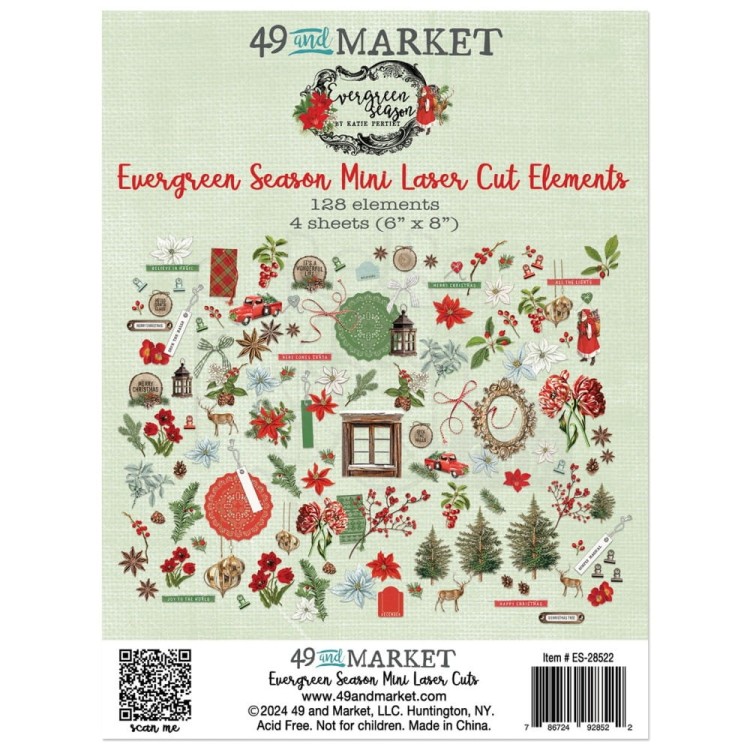 Ozdoby papierowe Die-cuts Evergreen Season Elements Mini 128szt ES-28522 49 And Market