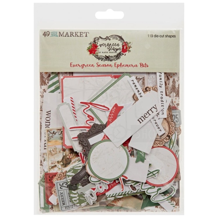 Ozdoby papierowe Evergreen Season Ephemera Bits 119szt ES-28461 49 And Market