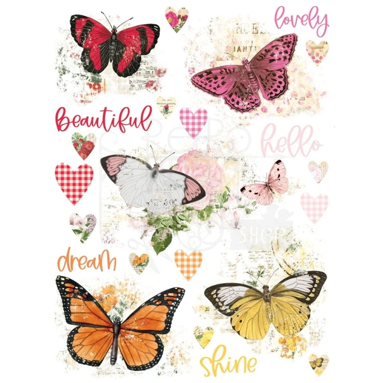 Rub-On transfer 15x20cm Simple Vintage Essentials motyle 2 arkusze 22241 Simple Stories