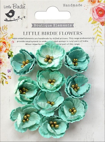 Kwiaty kwiatki papierowe Embossed Daisies Arctic Ice 10szt CR70117 Little Birdie