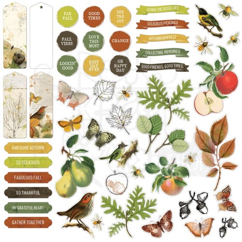 Ozdoby tekturowe Die-cuts Vintage Orchard Chipboard Set 59szt VO-28928 49 And Market