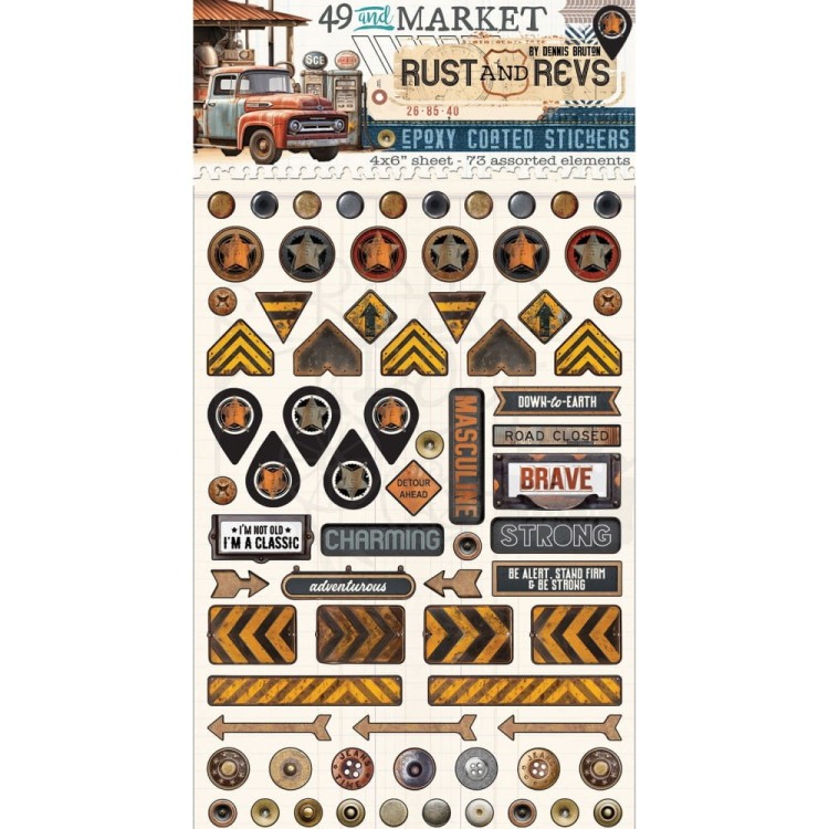 Naklejki epoksydowe Rust And Revs Epoxy Coated Stickers 73szt RAR-29147 49 And Market