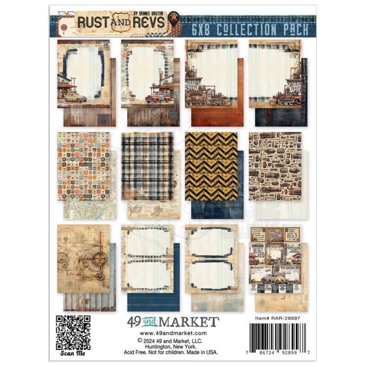Zestaw papierów do scrapbookingu 15x20 Rust And Revs 24 arkusze RAR-28997 49 And Market