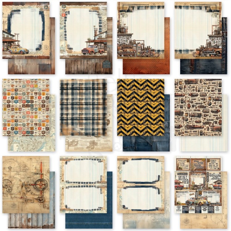 Zestaw papierów do scrapbookingu 15x20 Rust And Revs 24 arkusze RAR-28997 49 And Market