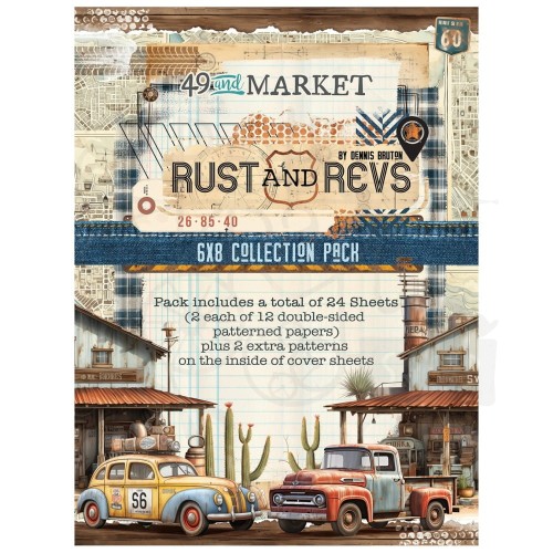 Zestaw papierów do scrapbookingu 15x20 Rust And Revs 24 arkusze RAR-28997 49 And Market