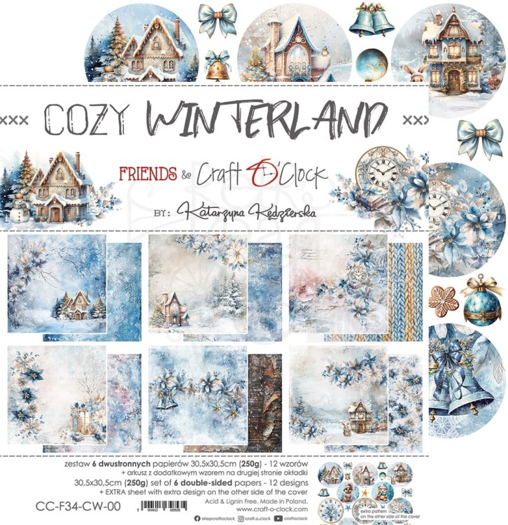 Zestaw papierów do scrapbookingu 30x30 Cozy Winterland CC-F34-CW-13-00 Craft O'Clock