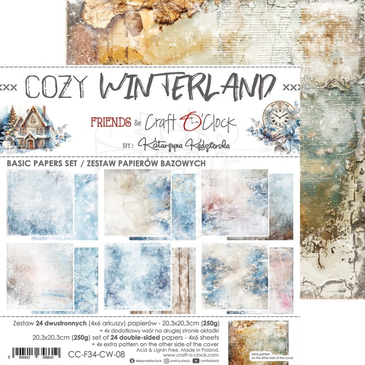 Zestaw papierów do scrapbookingu 20x20 Cozy Winterland Basic CC-F34-CW-13-08 Craft O'Clock