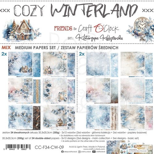 Zestaw papierów do scrapbookingu 20x20 Cozy Winterland Mix CC-F34-CW-13-09 Craft O'Clock