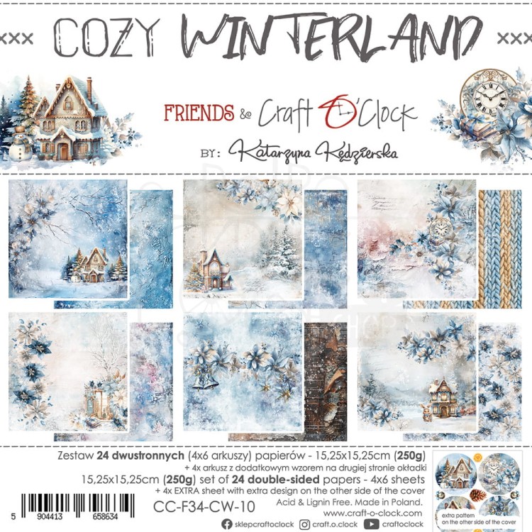 Zestaw papierów do scrapbookingu 15x15 Cozy Winterland CC-F34-CW-13-10 Craft O'Clock
