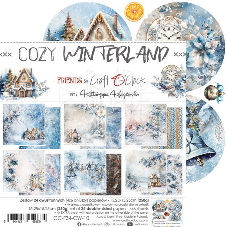 Zestaw papierów do scrapbookingu 15x15 Cozy Winterland CC-F34-CW-13-10 Craft O'Clock