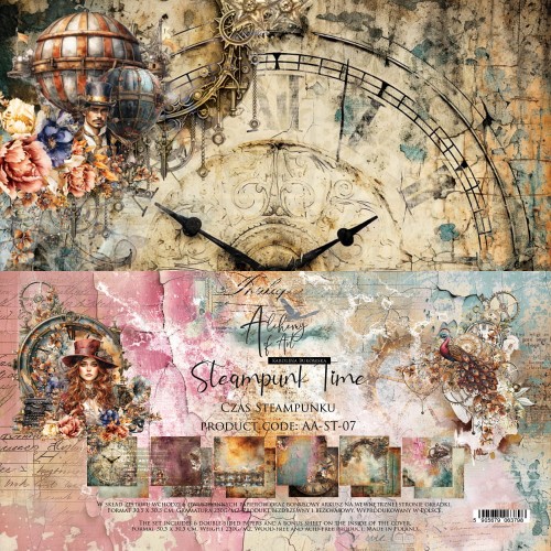 Zestaw papierów do scrapbookingu 30x30 Steampunk Time AA-ST-07 Alchemy of Art