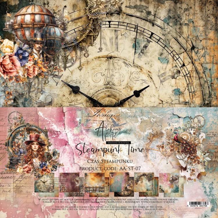 Zestaw papierów do scrapbookingu 30x30 Steampunk Time AA-ST-07 Alchemy of Art