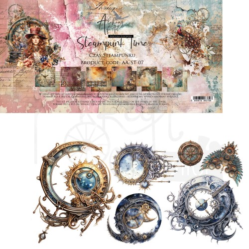 Zestaw papierów do scrapbookingu 30x30 Steampunk Time AA-ST-07 Alchemy of Art