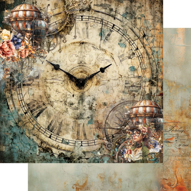 Zestaw papierów do scrapbookingu 30x30 Steampunk Time AA-ST-07 Alchemy of Art